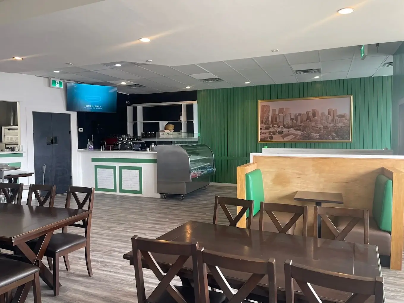 Green Pizza Calgary Italian restaurant interior on International Avenue